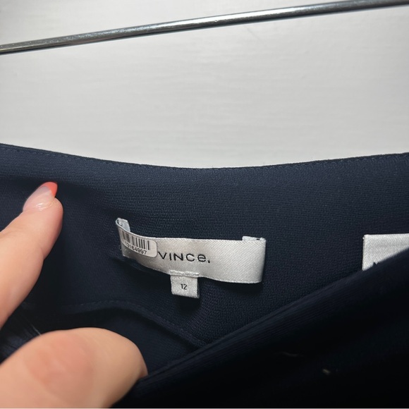 Vince Blue Belted Wrap Skirt with Leather Trim Sz 12 - Picture 8 of 14